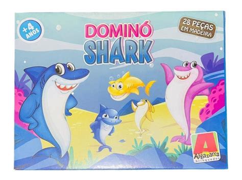 Jogo Dominó Infantil Tubarão Baby Shark Em Madeira Toyster