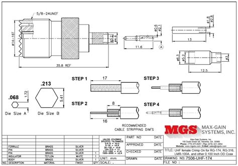 Uhf Female Crimp Connector For Rg Rg Lmr A Coax