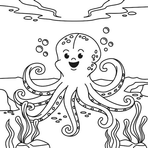 Ilustraci N De Contorno De Pulpo Dibujado A Mano Vector Premium