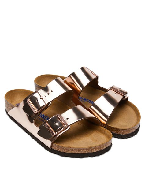 Birkenstock Womens Arizona Sfb Sandal Metallic Copper Surfstitch