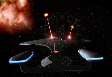 enterprise-D-full-phasers-borg-cube-damage by songokusatsu on DeviantArt