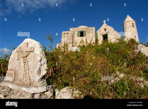 The Ermite small monastery at the top of Mount Alvernia on Cat island, over 63 meters, Bahamas ...