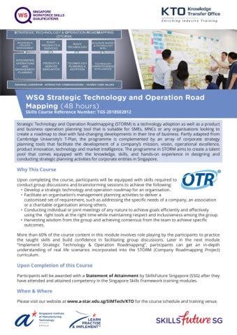 WSQ Strategic Technology And Operation Road Mapping STORM SIMTech