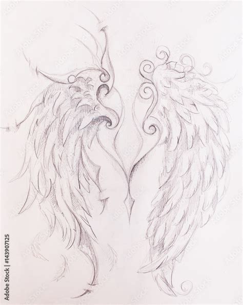 Angel Wing Pencil Drawing