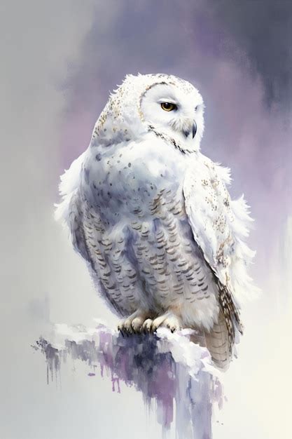 Premium AI Image | A painting of a snowy owl