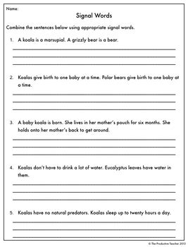 Signal Words Worksheets by The Productive Teacher | TPT