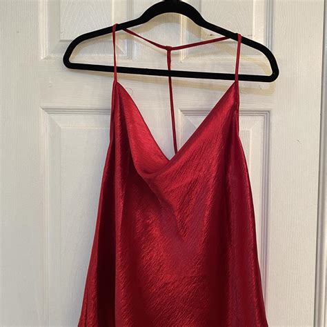 Lulus Red Satin Cowl Neckline Top Red Flowy Top Depop