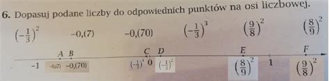 Dopasuj Podane Liczby Do Odpowiednich Punkt W Na Osi Liczbowej Prosz O