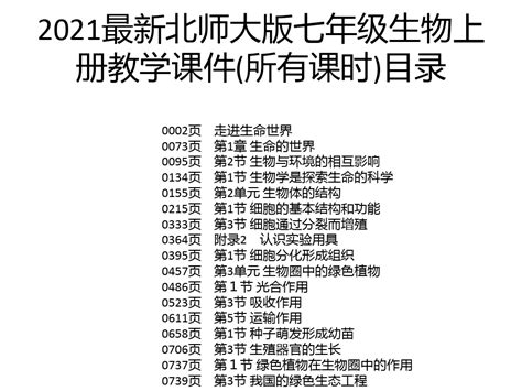 2021最新北师大版七年级生物上册教学课件所有课时word文档在线阅读与下载无忧文档