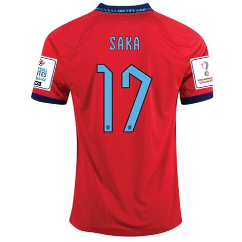 Nike England Bukayo Saka Away Jersey 22/23 w/ World Cup 2022 Patches ...