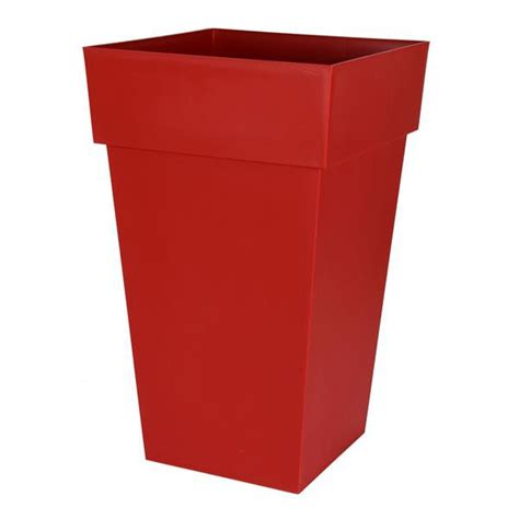 Vaso Quadrato Alto X X Cm L Rosso Rubino Eda Plastica