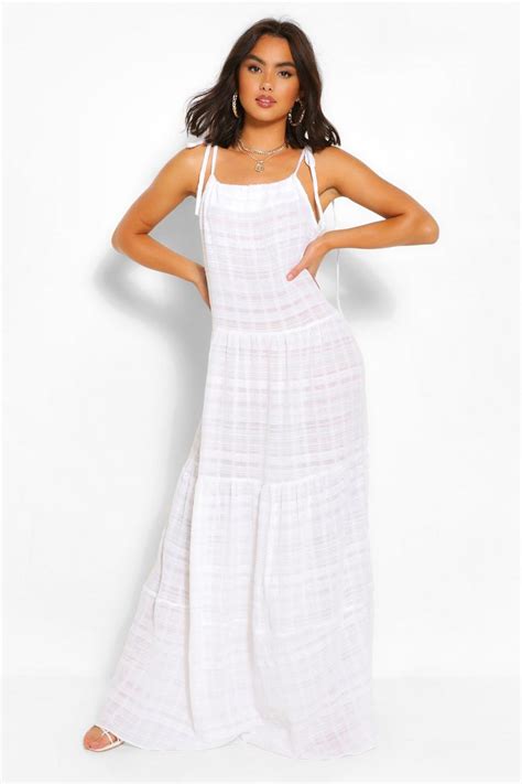 Cheesecloth Tiered Maxi Dress Boohoo Uk