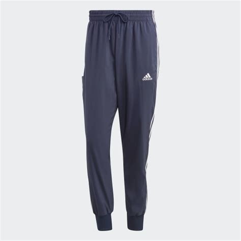 Adidas Aeroready Essentials Tapered Cuff Woven Stripes Joggers Blue