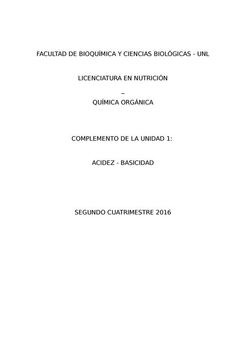 Acidez Y Basicidad Resumen Tema Acidos Y Bases Quimica Organica