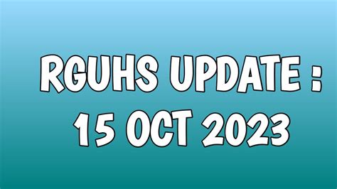 RGUHS UPDATE : 15 OCT 2023 - YouTube