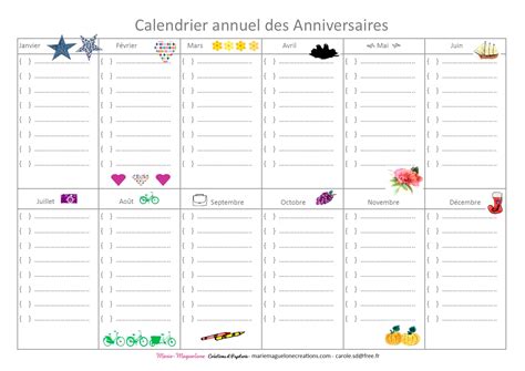 Calendrier Des Anniversaires