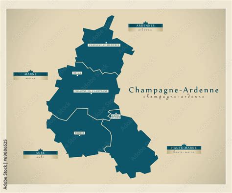 Moderne Landkarte Champagne Ardenne FR Stock Vector Adobe Stock