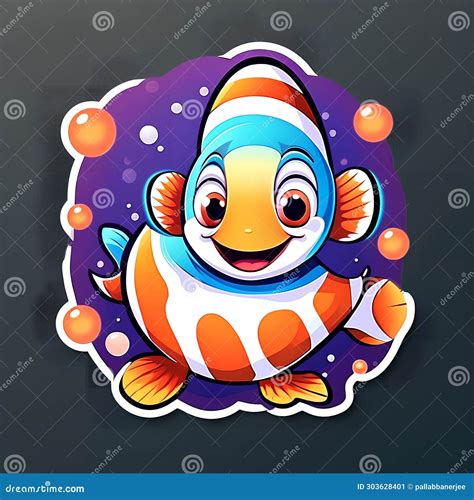 Cute Clown Fish Vector Illustration Cute Cartoon Clown Fish Stock