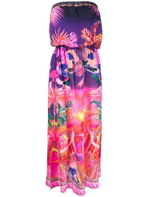 Camilla Graphic Print Strapless Maxi Dress Farfetch