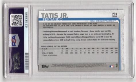 2019 Topps Chrome Fernando Tatis Jr RC PSA GEM MT 10 EBay