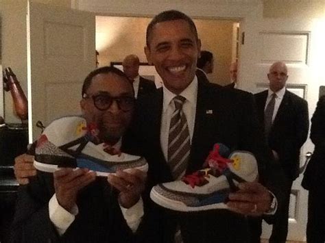 Spike Lee presents President Obama with a special pair of Air Jordans