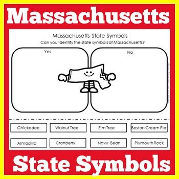 Massachusetts State Symbols Worksheet by Green Apple Lessons | TpT