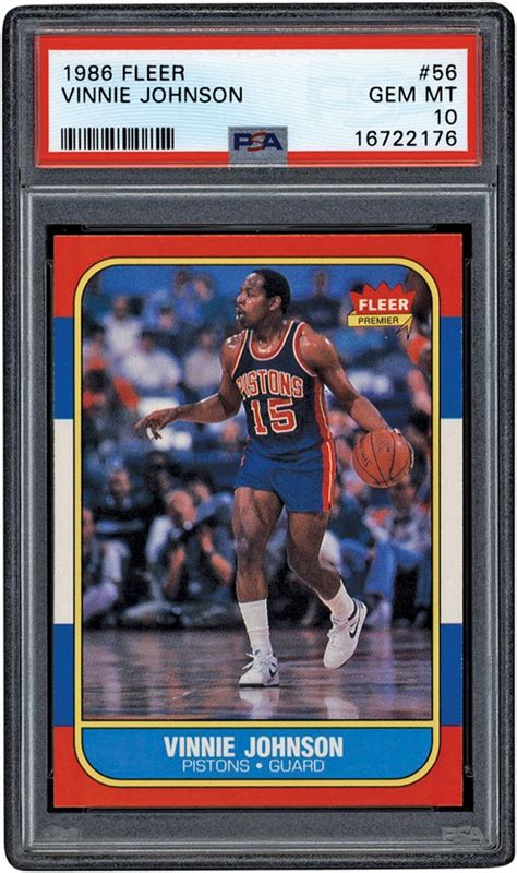 1986 Fleer 56 Vinnie Johnson PSA GEM MINT 10 The 86 Fleer PSA 10 Set