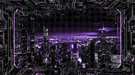 Premium PSD | A purple city skyline with a purple background and a ...