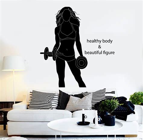 Gym Fitness Wall Stickers Sports Healthy Lifestyle Body Figure Vinyl