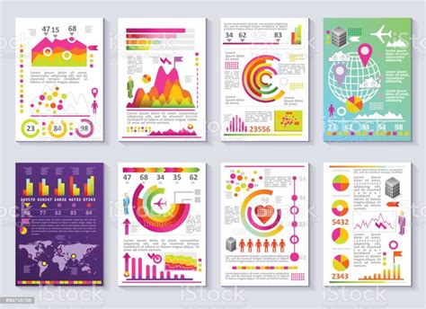 Graphical Business Report Vector Template Modern Infographic Set Stock Illustration Download