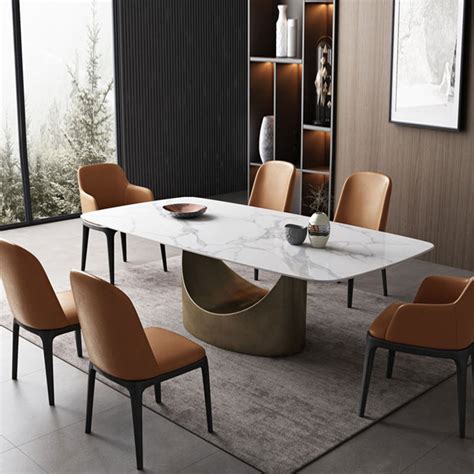 Everly Quinn Hobart Modern Dining Table With Rectangular Sintered Stone