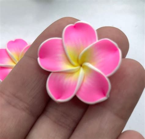 Plumeria Polymer Clay Flowers 30mm 10 Pcs Colorful Floral Charms For