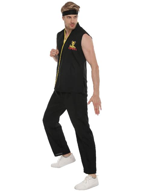 Mens Cobra Kai Sensei Costume Black Karate Costume For Men