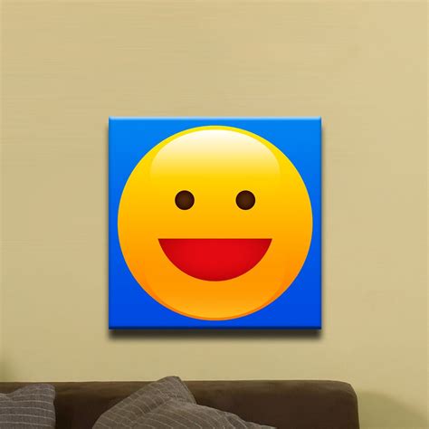 Wide Grin, Smiley Face Emoji (12″ x 12″) – Canvas Wrap Print | Buy From ...