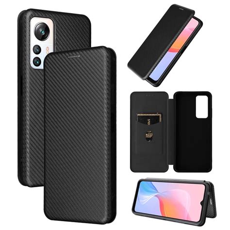 For Blackview A Carbon Fiber Texture Flip Leather Phone Case Black