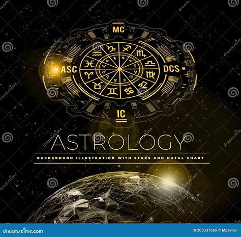 Astrology Vector Background Example Of The Natal Chart The Planets In