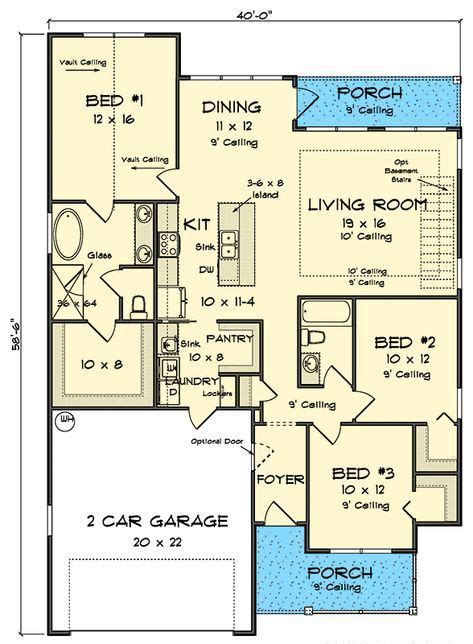 Plan Wm One Story New American Cottage House Plan With Beds