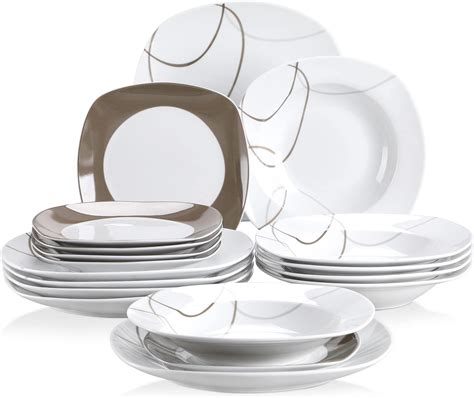 Veweet Bonnie Pcs Service De Table Pocelaine Pcs Assiettes Plates