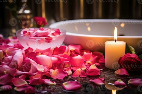 Ai Generated Health Massage Rose Spa Pink Wellness Candle Flowers Salon Aroma Relaxation Beauty