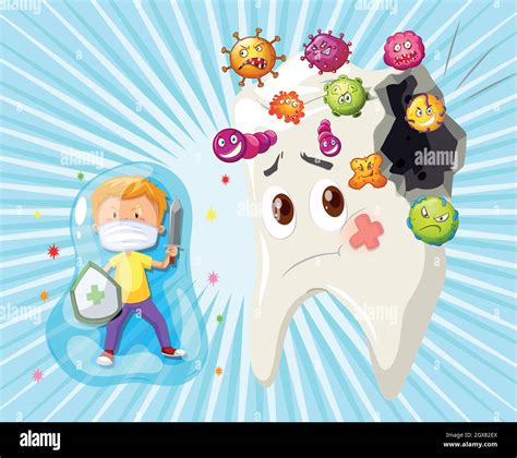 Boy Fighting With Tooth Decay Stock Vector Image Art Alamy