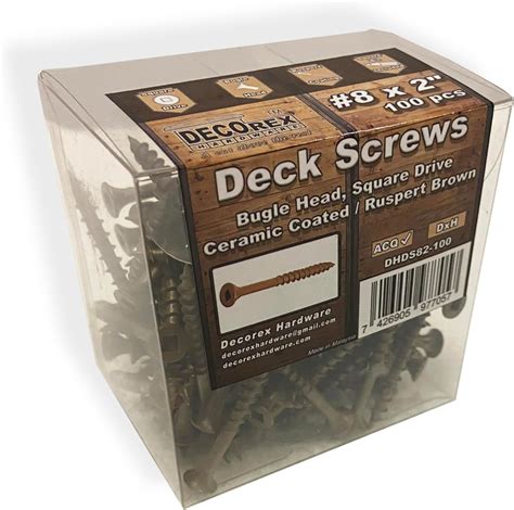 8 X 2 Deck Screws Square Drive Bugle Head Brown Ruspert 100pcs Box Amazonca Tools