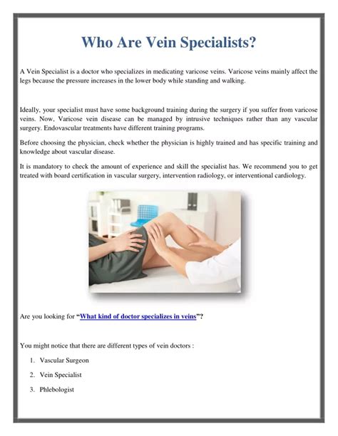 Ppt Who Are Vein Specialists Powerpoint Presentation Free Download