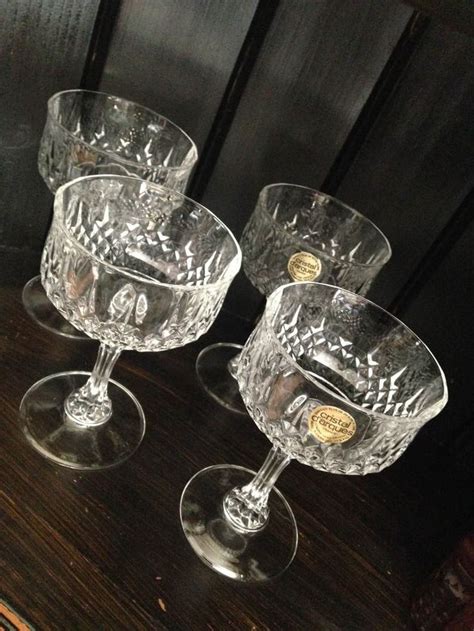 Cristal D Arques France Crystal Longchamps Sherbet Champagne Glass Set