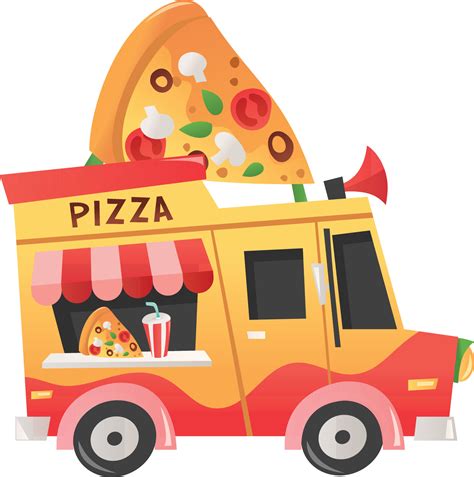 Cartoon Pizza Food Truck 4863124 Vector Art At Vecteezy