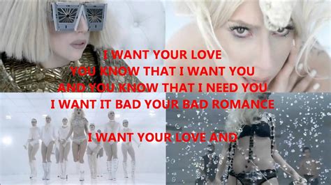 Lady Gaga Bad Romance Lyrics On Screen With Her Voice Youtube