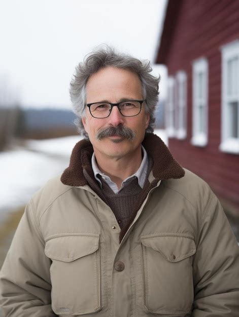 Premium Photo A Man Wearing A Brown Jacket With A Mustache And Glasses