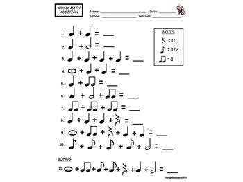 Musical Notes And Rests Worksheets