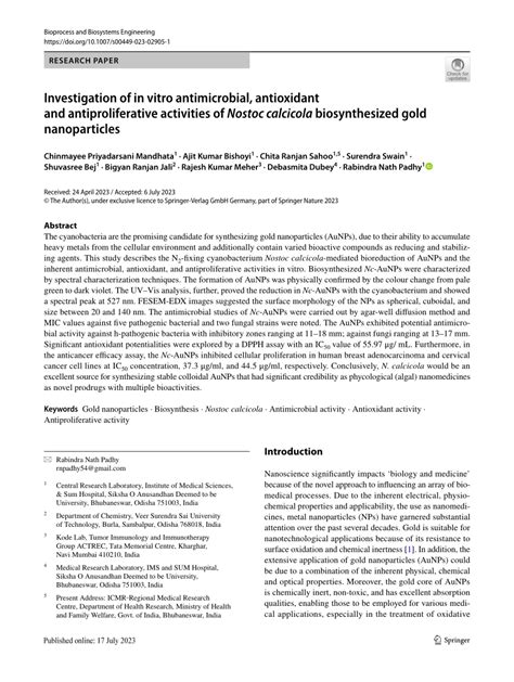 PDF Investigation Of In Vitro Antimicrobial Antioxidant And