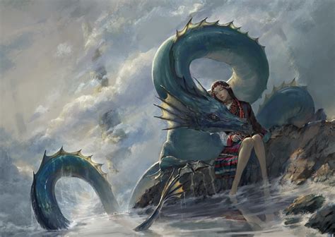 Wallpaper Fantasy Art Anime Water Dragon Mythology Screenshot