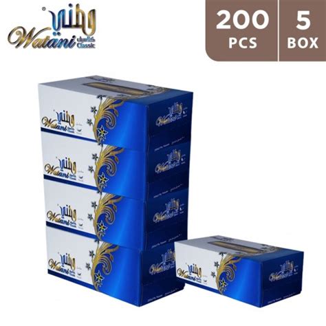 Buy Watani Classic Facial Tissue 200 X 2ply 5 Boxes Paper Size 190